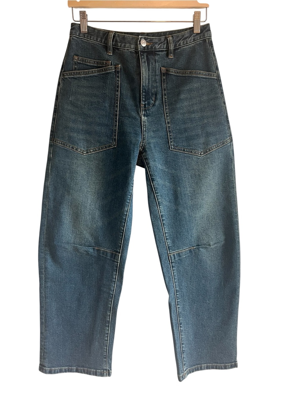 Barrel leg high waist cropped jeans size 27 like new condition
